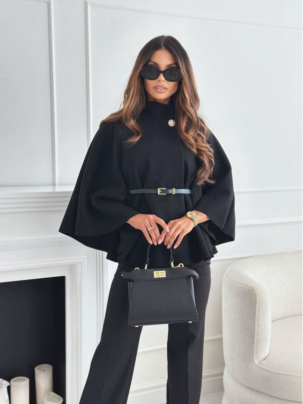 Bianca – Elegant Belted Cape Jacket