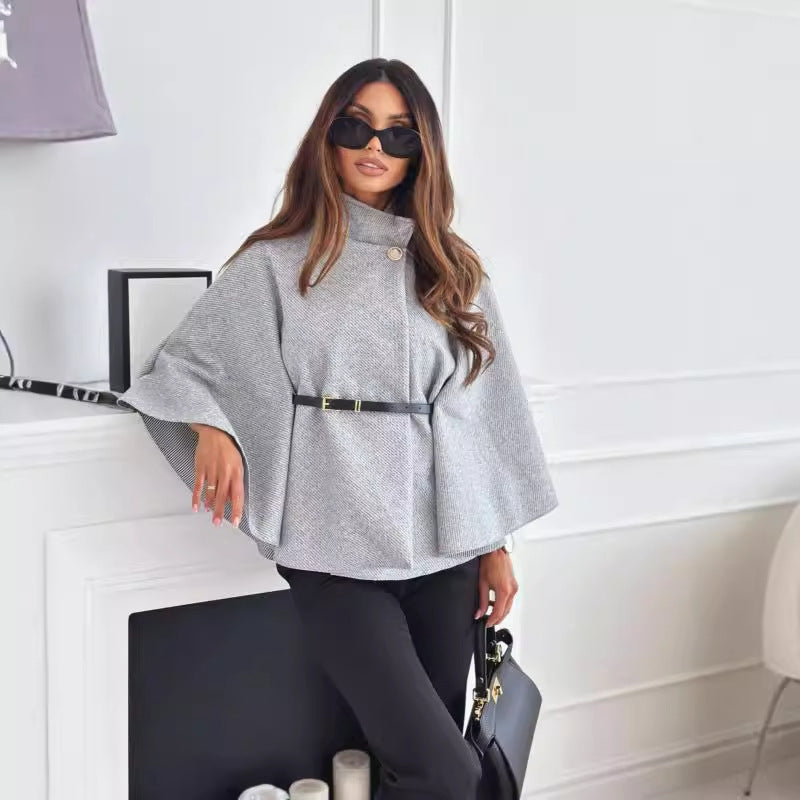 Bianca – Elegant Belted Cape Jacket