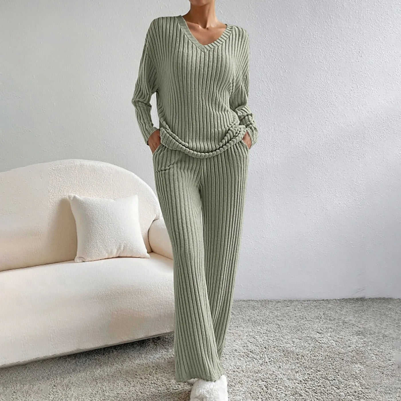 Haley - Ribbed Knit lounge Set
