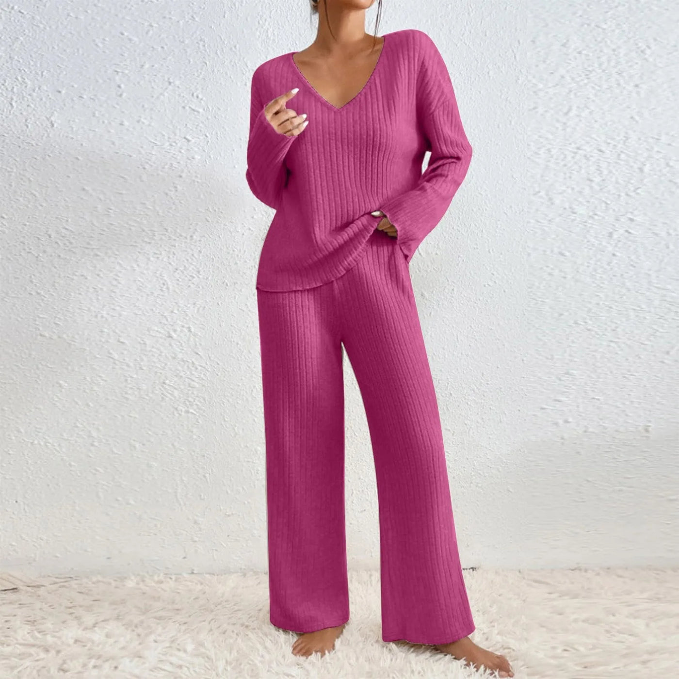 Haley - Ribbed Knit lounge Set