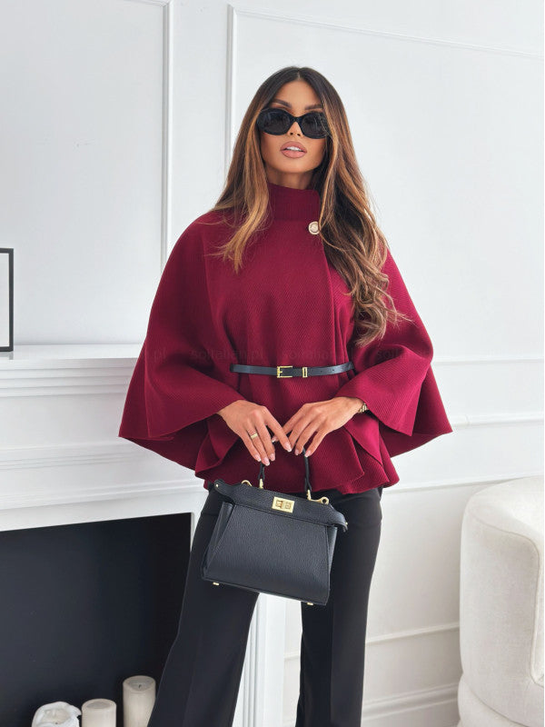 Bianca – Elegant Belted Cape Jacket